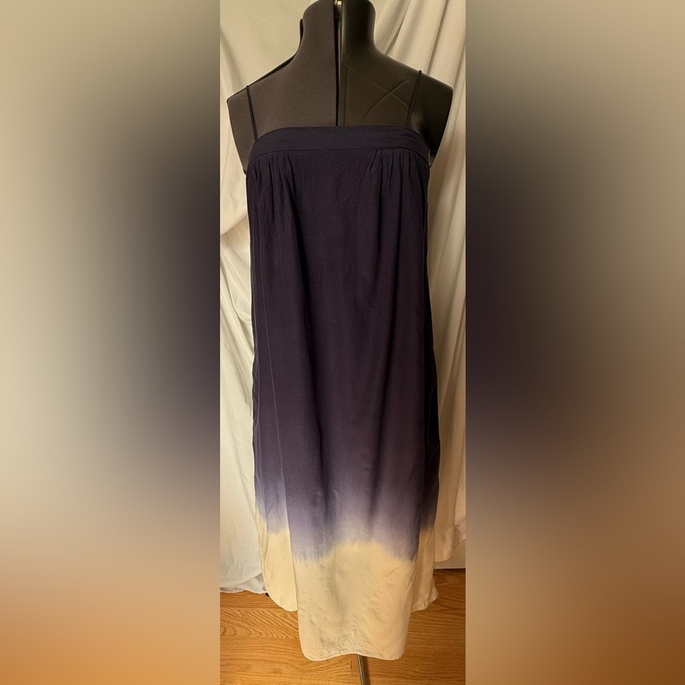 Marc by Marc Jacobs Silk Ombre Maxi Dress Size L Dark Indigo Cream Ombre